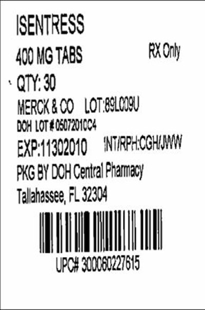Label 400 mg (Isentress 400mg(merck))